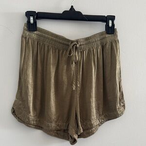 Women's Olive Green Silk Shorts